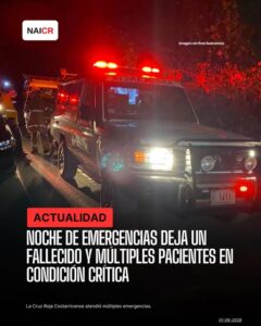 Noche de emergencias deja un fallecido y múltiples pacientes en condición crítica