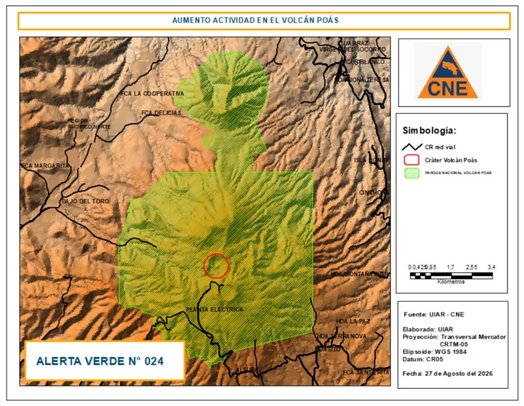 Alerta Verde Volcan Poas