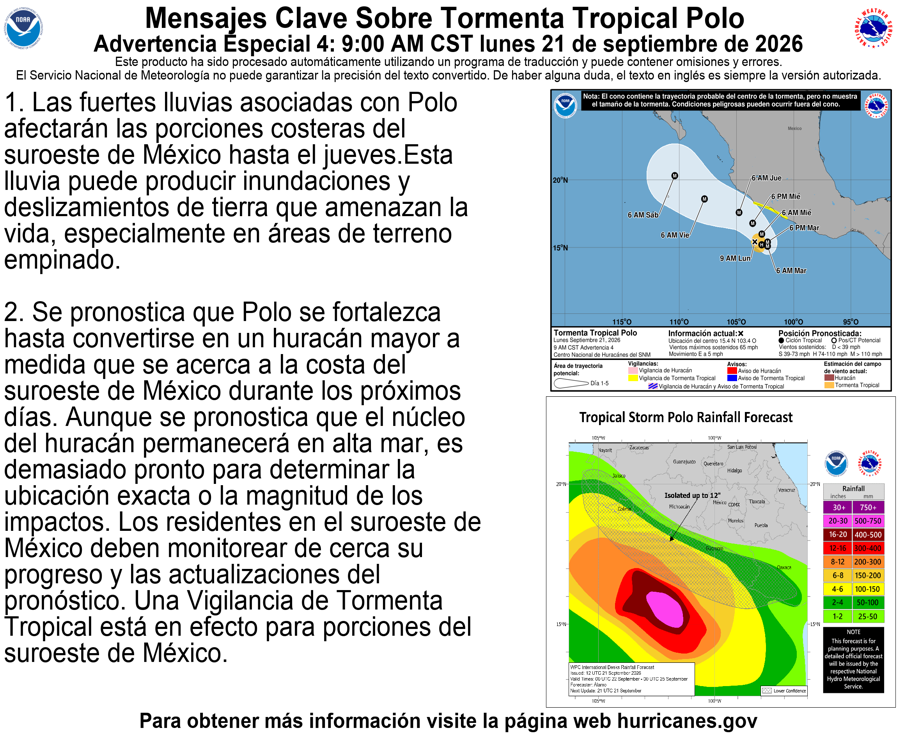 Tormenta Tropical Polo Mensajes Clave Nhc